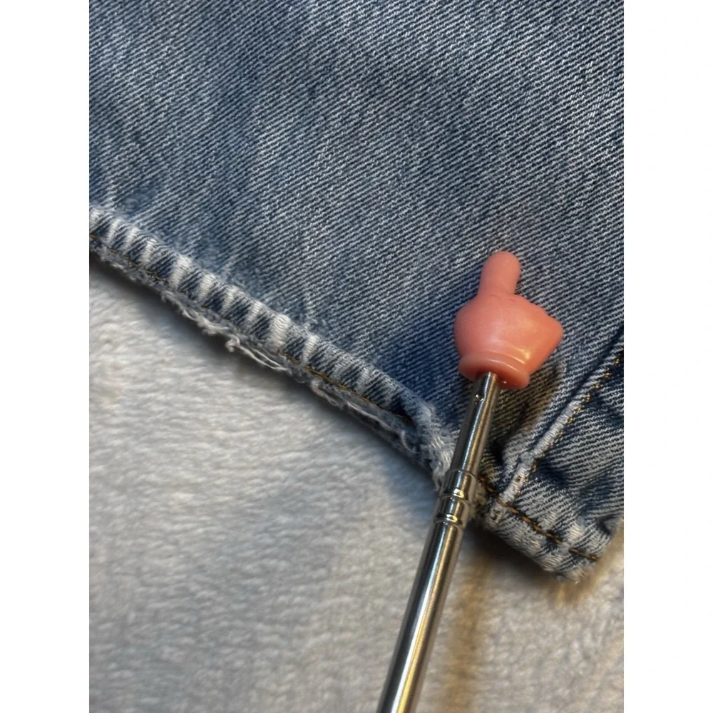 Levis 501 Jeans Mens Fit 36x28 Blue Denim Thrashed Straight Holes Raw‎ Hem